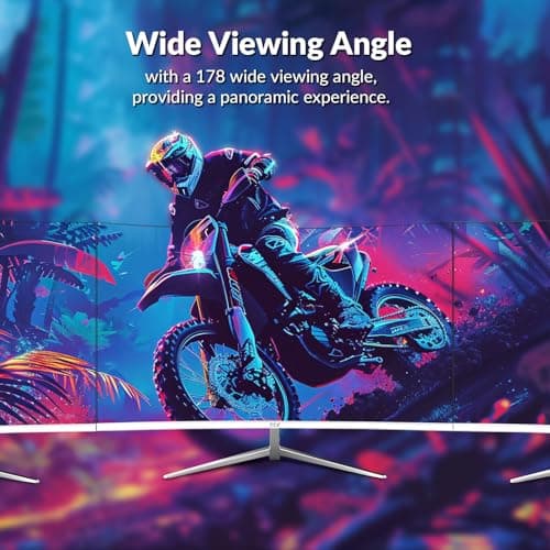 ZZA 27 inch White Gaming Monitor,240-300Hz Curved Monitor,Full HD 1080P Computer Monitor,Eye-Care Display with HDMI,DP,FreeSync,Wall Mountable for Office and Home 7