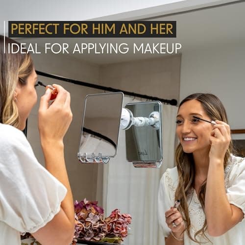 Luxo Shower Mirror, Shower Mirror fogless for Shaving with a Removable Razor Holder - Shaving Mirror for Shower with a Powerful Suction Cup - Shatterproof fogless Mirror for Shower (Chrome) 3