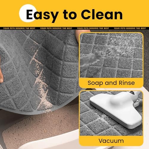 Conlun Cat Litter Mat Litter Trapping Mat, Premium Durable PVC Grid Mesh with Scatter Control, Non-slip, Less Waste Cat Litter Box Mat, Soft on Kitty’s Paws, Urine Waterproof, 24" x 17" Grey 7