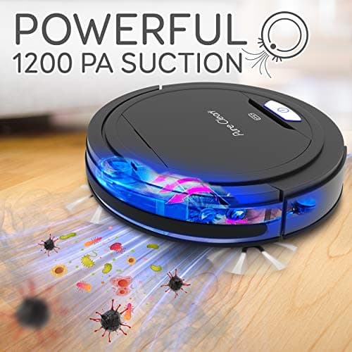 SereneLife Pure Clean Robot Vacuum Cleaner - Upgraded Lithium Battery 90 Min Run Time - Automatic Bot Self Detects Stairs Pet Hair Allergies Friendly Robotic Home Cleaning for Carpet Hardwood Floor 9