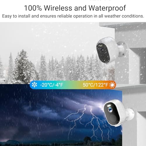 Rraycom 4PC 2.4G/5GHz WiFi Security Cameras Wireless Outdoor - 2K Battery Powered Camera for Home Security,Color Night Vision, AI Motion Detection,2-Way Talk,Waterproof,Works w/Alexa,Cloud/SD Storage 8
