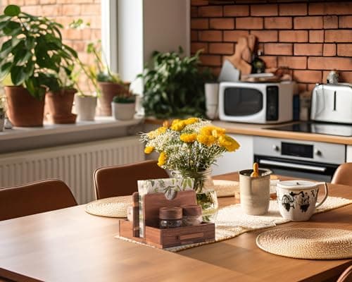 Decent Vrvege Napkin Holder, Napkin Holders with Built-in Salt Pepper Shakers Caddy, Acacia Wood Napkins Dispenser for Dining Table Countertop, Upright Paper Stand - Keep Your Kitchen Tidy & Organized 5