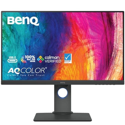 BenQ PD2705Q AQCOLOR 27" QHD 1440P Mac-Ready Monitor, 100% Rec.709 & sRGB, IPS, DeltaE ≤3, Uniformity, Factory-Calibrated, AQCOLOR, Pantone, Ergonomic, DisplayPort, USB-C(65W), USB Hub, Daisy Chain