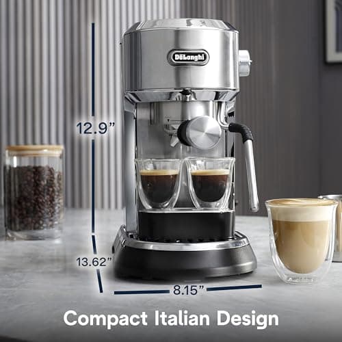 De’Longhi Dedica Maestro Espresso Machine with Milk Frother, 15-Bar Pump & Temperature Control - Barista Coffee Maker Kit for Espresso, Latte, Cappuccino & Iced Coffee - Italian Stainless Steel Design 6