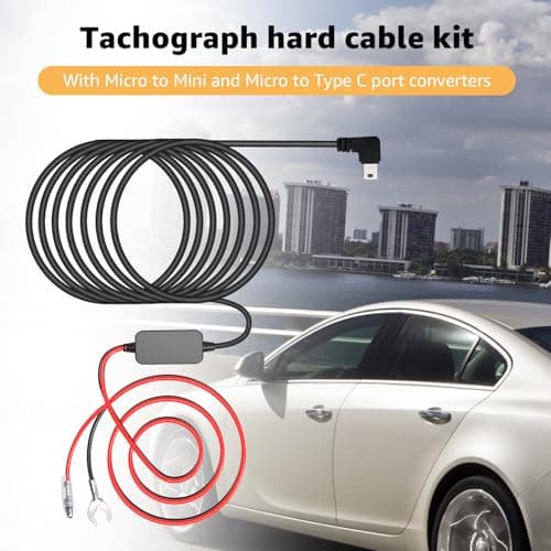 3-in-1 Hard Wire Kit USB-C & Micro/Mini USB Hardwire Kit for Dash Cams 12V-24V to 5V Car Dash Camera Power Cord with Low Voltage Protect ion, 13FT Extended Cable for Dash Camera, GPS, Radar Detector 9