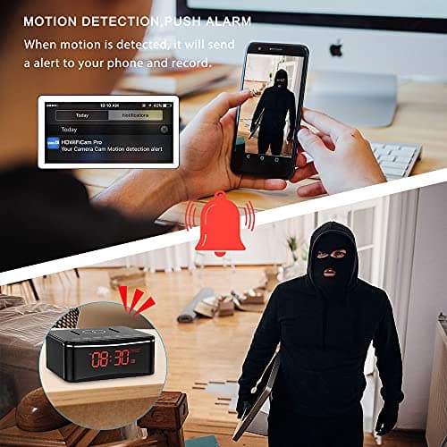 YuanFan Hidden Spy WiFi Camera with 160°View Angle,Cameras Espias Ocultas Nanny Cam,WiFi Secret Camera 4K with Bluetooth Speaker,Night Vision,Alarm Clock,Wirless Charger for Office Home Store(2.4&5G) 8