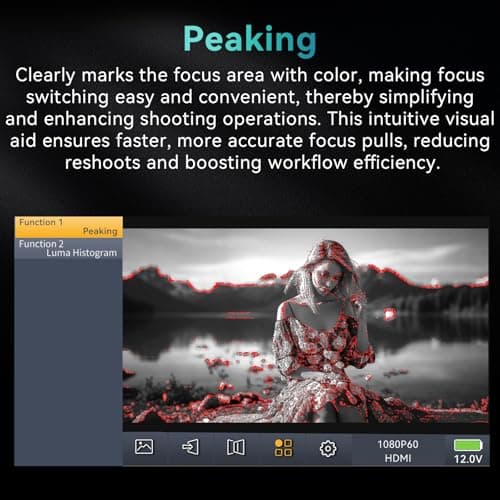 Portkeys HD7H 1000nit DSLR Camera Field Monitor 7 Inch 1280x720 IPS Camera Monitor Support 4K30p HDMI Input with Top Shortcut Keys and Sunshade 5