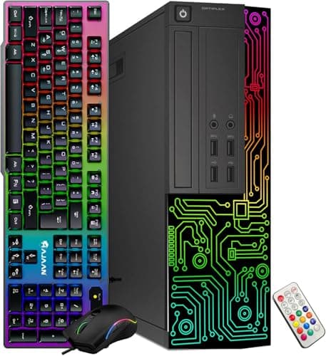 Dell Gaming OptiPlex Desktop RGB Computer PC, Intel Core i7, GeForce GT 1030 2GB GDDR5, 16GB RAM, 512GB SSD, 24 Inch HDMI Monitor, Keyboard Mouse and Headset, WiFi, W11 Pro (Renewed) 2
