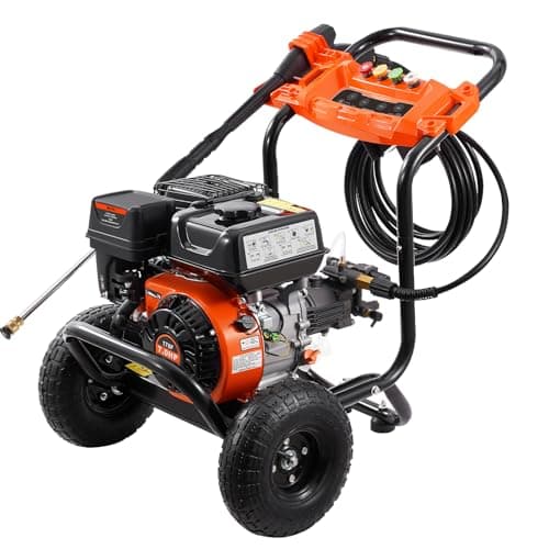 VEVOR Gas Pressure Washer, 3500 PSI 2.6 GPM, Gas Powered Pressure Washer with Aluminum Pump, Spray Gun and Extension Wand, 5 Nozzle Set, for Cars, Fences, Homes, Driveways, Patios Furniture Horizontal 9
