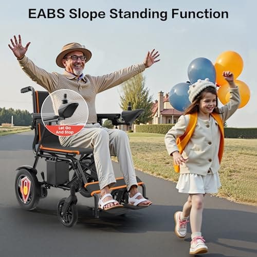 AIRHOT Foldable Electric Wheelchair for Adults, 15 Miles Long Travel Range Power Wheelchair, 300LBS Weight Capacity, All Terrain Motorized Wheelchair for Seniors Portable 6