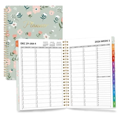 SUNEE 2026 Appointment Book, Quarter-Hourly, Weekly & Monthly - from January 2026 - December 2026, 8.5"x11" Weekly Planner, Flexible Cover, Note Pages, Pockets, Bookmark, Spiral Binding,