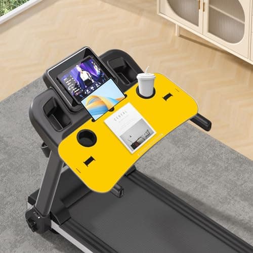 Universal Treadmill Desk Attachment Laptop Holder Ergonomic Platform Tray with Cup Tablet Holder Cooling Holes Provide Good Ventilation, Laptop Stand for Treadmill (Yellow) 6