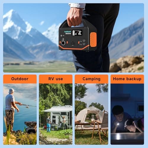 Portable Power Station, 266wh Power Generator 300W Lithium Battery, Power Station for Camping, Home Use, Outdoor, Emergency Backup With 110V Pure Sine Wave AC Outlet 6