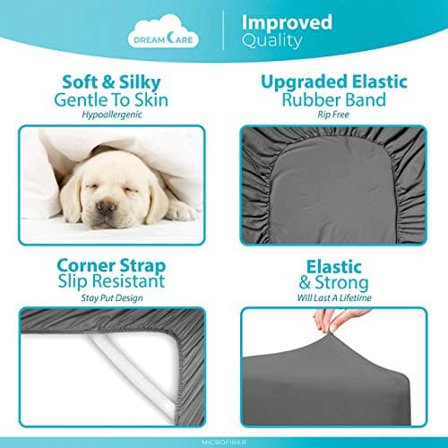 DREAMCARE King Fitted Sheet Only - Extra Deep Pocket Fitted Sheet - Fits up to 21 inch Mattress - Deep Pocket King Sheets - Hotel Luxury - Oeko-Tex Certified Sheets - (Grey) 6