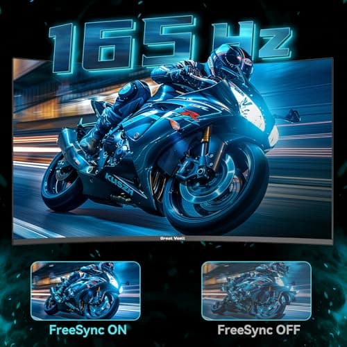 Great voell 34 Inch Curved Gaming Monitor, UWQHD 3440x1440, 144Hz, 1ms & FreeSync Ensure Buttery-Smooth, Tear-Free Gameplay on The Immersive 1500R Curved Display. 3