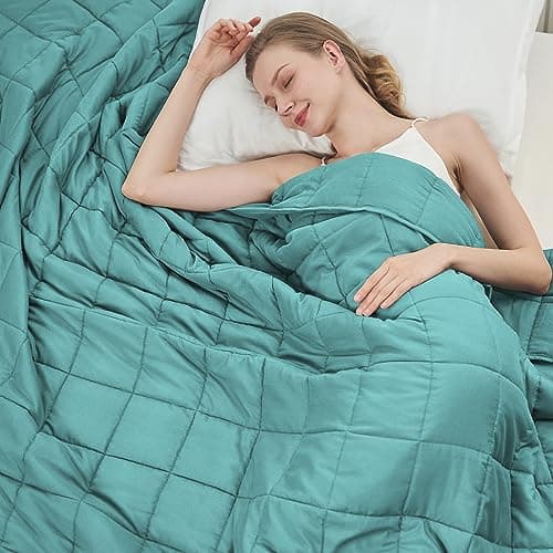 Teal Weighted Blanket for Adults 12lbs, 48"x72", Twin Full Size Cooling Heavy Throw Blanket for 110-130lbs, Microfiber Soft Thick Big Blankets Weighted Comforter Breathable Gift for Sleeping