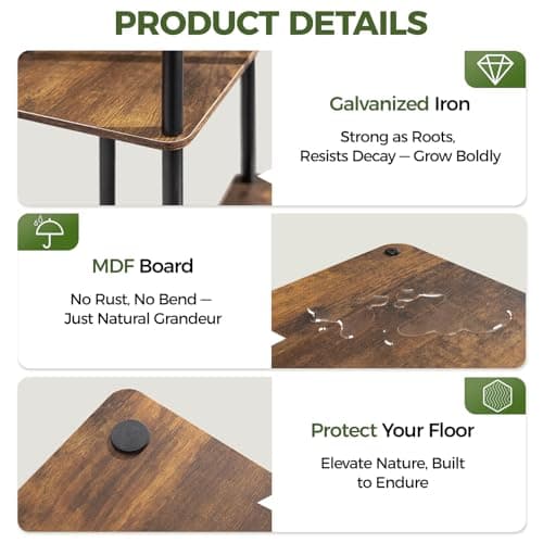 Bamworld Plant Stand Indoor, Corner 4 Tier Metal Plant Shelf for Multiple Plants, Tiered Flower Pot Stands for Patio Garden Balcony Living Room Bedroom, Brown 6