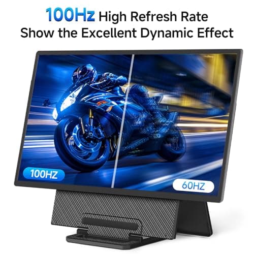 Large Portable Monitor 24 inch - 1080P FHD 100Hz Travel Monitor, 125% sRGB IPS Laptop Screen Extender, VESA Compatible, Height Adjustable Detachable Stand with USB-C HDMI for Work Gaming Office Home 4