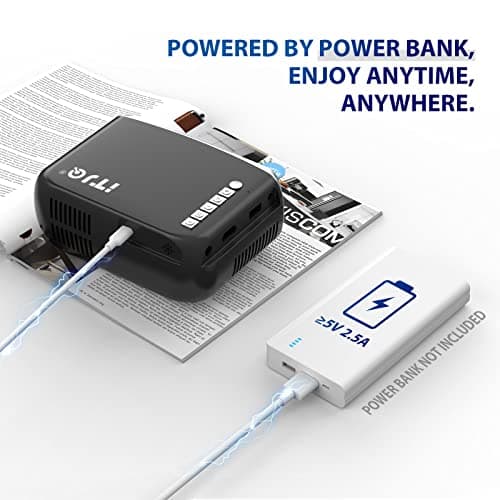 Mini Projector, iTJQ Portable Projector 1080P Supported for Indoor Outdoor Movies, Phone Projector Compatible with iOS/ Android, Laptop, TV Stick/ PS5, USB/HDMI/Type-C 5