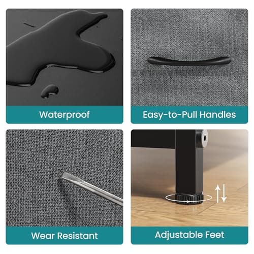 OLIXIS Dresser for Bedroom with 5 Drawers, Wide Chest of Drawers, Fabric Bedroom Dresser with Drawer Organizers, Storage Organizer Unit with Fabric Bins for Closet, Living Room, Hallway 6