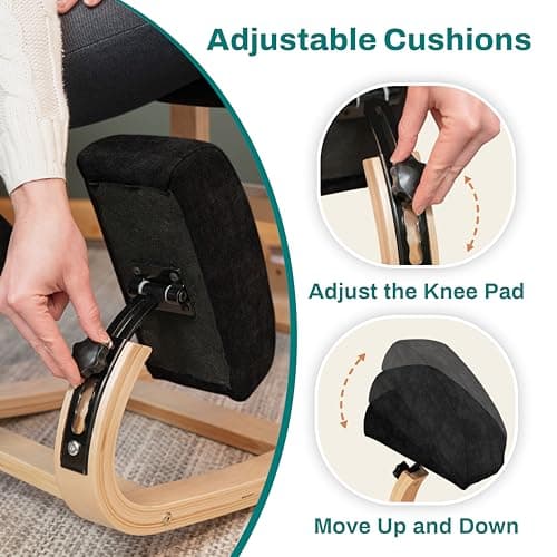 NYPOT Ergonomic Kneeling Chair with 2 Knee Pads - Adjustable Height Rocking Knee Chair for Posture and Back Support for Home and Office - Angled Kneeling Stool, Smokey Black 5