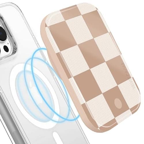 VELVET CAVIAR Battery Pack Compatible with MagSafe - Magnetic Portable Power Bank with USB-C Cable - Slim Charger for iPhone 12 13 14 15 - Fast Charging 5000 mAh (Nude Checkered) 7