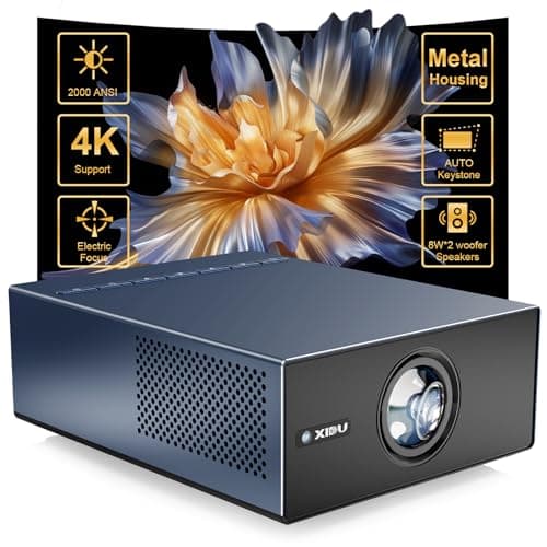 XIDU Portable Projector with WIFI and Bluetooth [Metal/2000ANSI/Native 1080P/Wireless Casting/Electric Focus/Auto Keystone]4K Outdoor Movie proyector for Home,Fire TV stick,iOS,Android,Laptop (Naval)