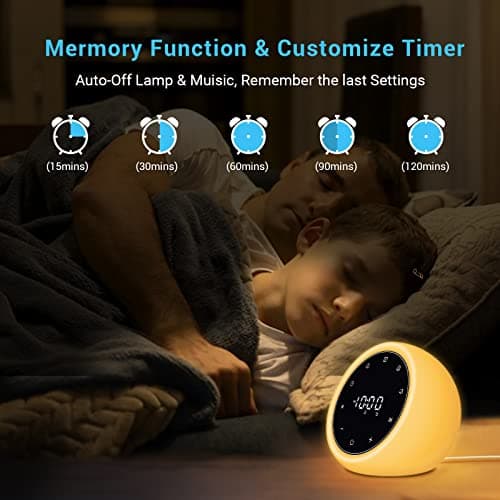 White Noise Machine with 2 Alarm Clock, 20 Soothing Sounds, 7 Color Night Light, Adjustable Volume, 5 Timer and Memory Function, Touch Control Sound Machine for Adults Babies, 2025 New Verion 6