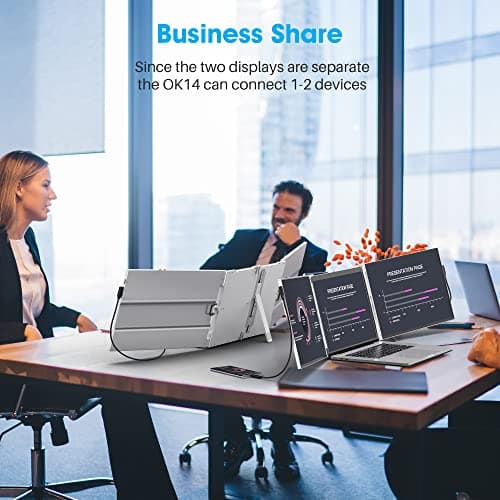 Oiiwak Laptop Screen Extender, 14'' FHD 1200P 16:10 IPS Al Alloy Ultra-Thin Dual/Triple Monitor Display, HDMI/USB-C Plug-Play Portable Monitor for 13-16inch Laptop(Mac, Win, Android) 5
