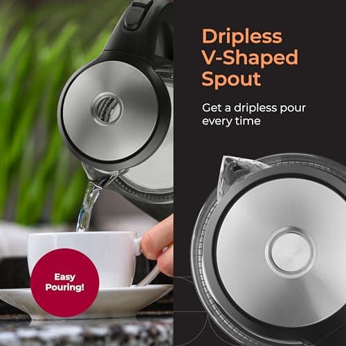 MuellerLiving Glass Kettle 1.5L 1500W LED Light Electric Tea Kettle Automatic Shut-Off with SpeedBoil Tech and Boil-Dry Protection 6