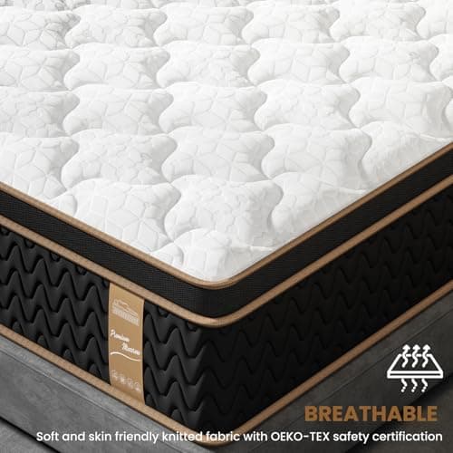 Firm Queen Mattress 14 Inch, Luxury Hotel Cooling Queen Size Hybrid Mattress in a Box, 7-Zones Individual Pocket Spring, Extra Hip/Shoulder/Lumbar Support, Fiberglass-Free, 365-Night Trial,CertiPUR-US 8