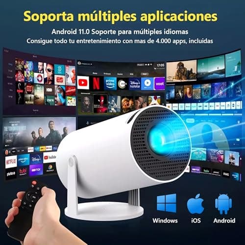 Mini Portable Projector 4K WiFi 6 BT 5.2 Upgraded Portable Projector Full HD Supported for Phone /PC /TV /HDMI /PS5 /Laptop Auto Keystone Home Theater 180° Rotation [Built-in App] White 7
