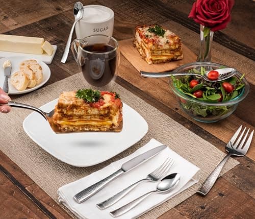 Hudson Essentials Hammered 18/10 Stainless Steel Hostess Serving Utensil Set, 8-Piece Set with Cake Knife, Cake Server and Lasagna Pie Server, Dishwasher Safe 5