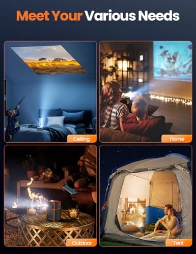 FATORK Mini Projector, 5G WiFi 6 Bluetooth Short Throw Projector, HD 1080P DLP Portable Projector with Rechargeable Battery, 1G Memory, Support Phone Laptop, Compatible with iOS/Android/HDMI/USB 8