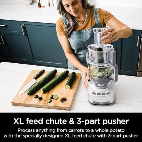 Ninja Food Processor, Professional XL, 1200 Peak-Watts, 4-in-1, Chopping, Slicing/Shredding, Purees, Dough, 12-Cup Processor Bowl, 2 Blades & 2 Discs, Feed Chute/Pusher, Black, NF701 8