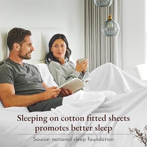 California Design Den 2-Pack 100% Organic Cotton Twin Fitted Sheets only, Soft & Crisp Percale, Lightweight, Snug-Fit, 2X Twin Deep Pocket Fitted Sheet - White 7