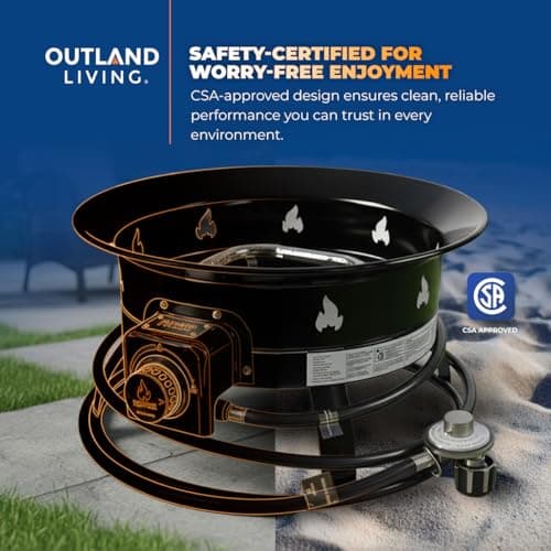 Outland Living Portable Propane Fire Pit, 19-inch, 58,000 BTU Smokeless Gas Firebowl | Perfect for Camping, Patio, Backyard, Tailgating, Deck, RV| Black 823 Standard 8