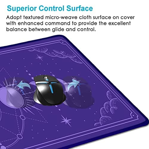HUOCAIREN Kawaii Purple Large Gaming Mouse Pad, Moon Phase Magic Celestial Desk Mat Cute, Nonslip Laptop Desk Accessories, 31.5x11.8 in 5