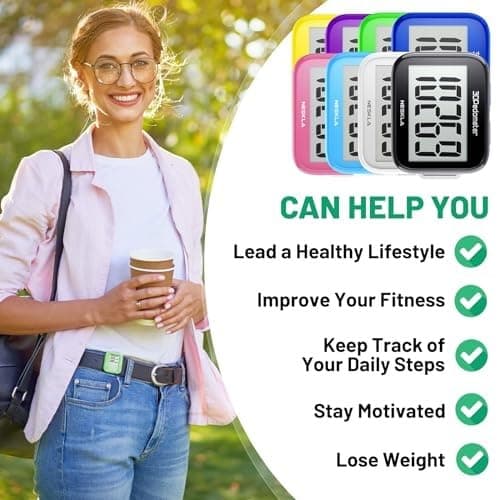 NESKLA 3D Pedometer for Walking, Simple Step Counter for Walking with Large Digital Display, Step Tracker with Removable Clip Lanyard, Accurately Track Steps for Men Women Kids Adults Seniors 3