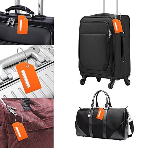 Silicone Luggage Tag with Name ID Card Perfect to Quickly Spot Luggage Suitcase (Plane 2Pcs Orange) 5
