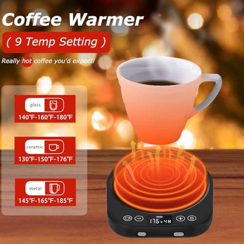PUSEE Candle Mug Warmer Electric, Auto On/Off Gravity-Induction Coffee Warmer with 9 Temp Settings, 1-9 Timer Candle Melter, Beverage Warmer for Home & Office 2