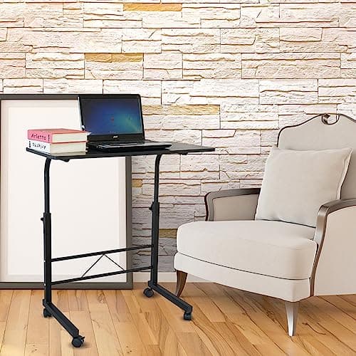 Karl home Side Table Mobile Standing Desk Adjustable Height Portable Laptop Table, TV Tray Computer Workstation Sofa Bed Teble for Home Office, Desktop 23.62" L x 15.75" W, Black 6