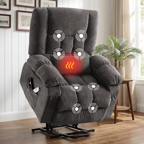 BOSMILLER Power Lift Recliner Chair with Massage and Heat for Elderly,Electric Lift Chair with USB Charging Runction and Side Pockets, Suitable for Living Rooms and bedrooms,Grey
