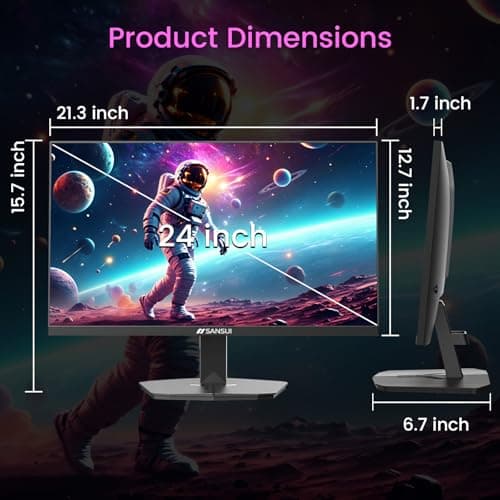 SANSUI 24 Inch Gaming Monitor 160Hz FHD 1080P Computer Monitor, FreeSync 1ms 4000:1 Contrast, HDMI DP Ports VESA Support Eye Care Monitor for Gaming Office (HDMI Cable Included ES-G24F4M) 6