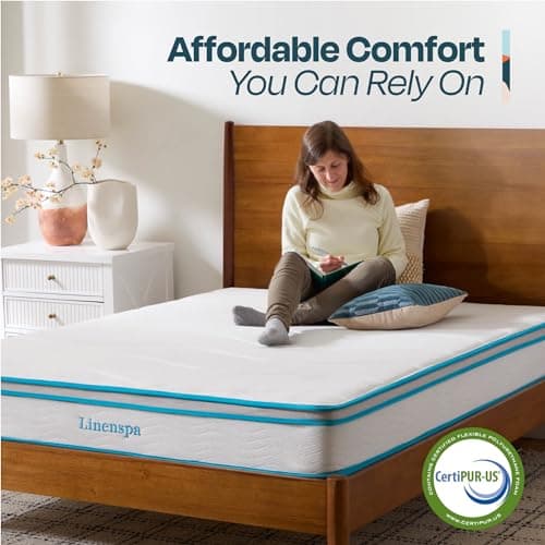 Linenspa 8 Inch Memory Foam and Spring Hybrid Mattress - Medium Firm Feel - Bed in a Box - Quality Comfort and Adaptive Support - Breathable - Cooling - Guest and Kids Bedroom - Full Size 5