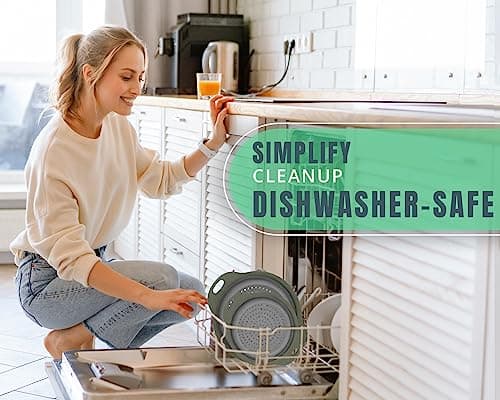 Ultimate Kitchen Strainers Set of 2 - Collapsible Silicone Colanders For Easy Storage by Comfify - Use with Pasta & Veggies or as a Fruit or Berry Bowl with Strainer - Irreplaceable for Campers - Gray 5