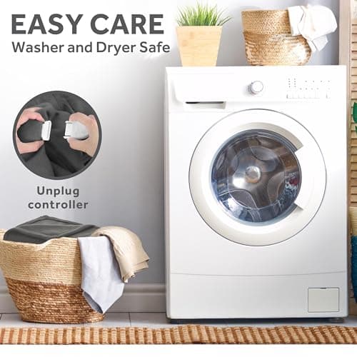 Sunbeam Electric Wi-Fi Connected Loftec Electric Heated Blanket, 10 Heat Settings, 10-Hour Auto Off, Fast Heating, Smart Heating Blanket, Voice & Wired Controller, Night Fog Grey, Full, 84" x 72" 10