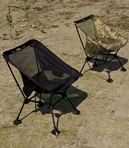 iClimb Ultralight Compact Camping Folding Beach Chair with Anti-Sinking Large Feet and Back Support Webbing (Black - Square Frame) 10