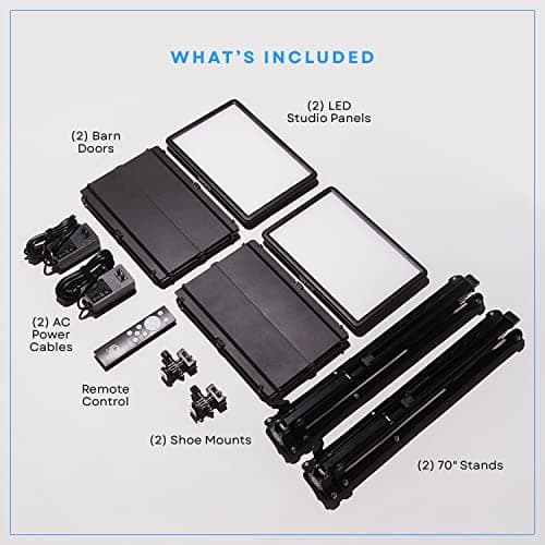 Lume Cube Studio Panel 2-Point Lighting Kit | Edge Lit LED Bicolor Light Panels 3200k - 5600k | Rechargeable Lithium Battery, Adjustable Color, Brightness, 70" Stands, Wireless Remote Included 6