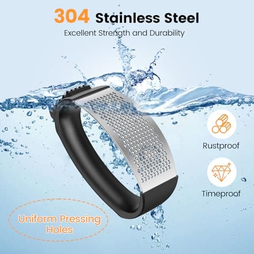 Garlic Press,Stainless Steel Garlic Mincer Crusher,Easy to Use and Clean,Ergonomic Handle,Easy Kitchen Gadget for Effortless Smashing,Kitchen Essentials,Home and Kitchen Utensils Accessories,Cooking 6